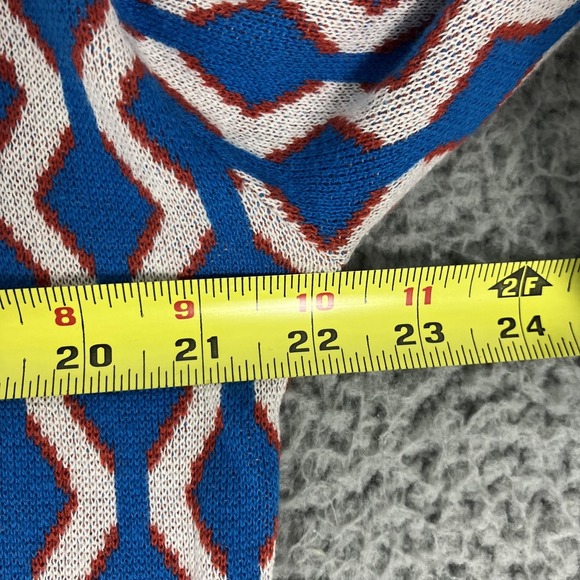 OXKNIT Sweater Womens XL Blue Cotton Retro Cardigan Button Up Knit Geometric - Picture 5 of 7